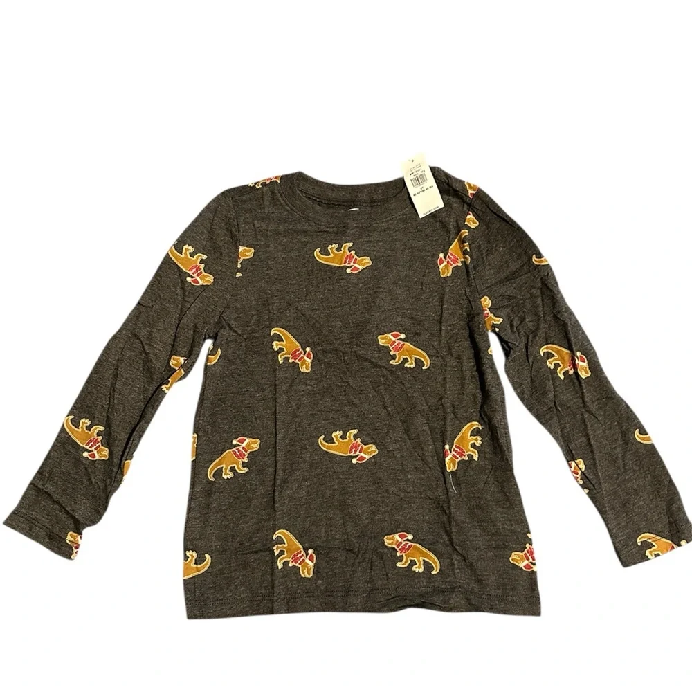 Old Navy Kids Long Sleeve Shirt - Black with Dinosaurs